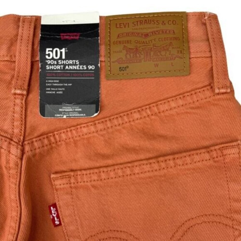 Levi's 501 '90s Women's Shorts In Orange Garment Dye Size 24 - Picture 7 of 7